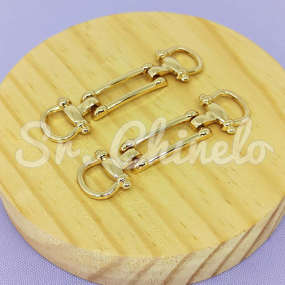 Cabedal Fivela Maraisa, Passante, Ouro/Cristal