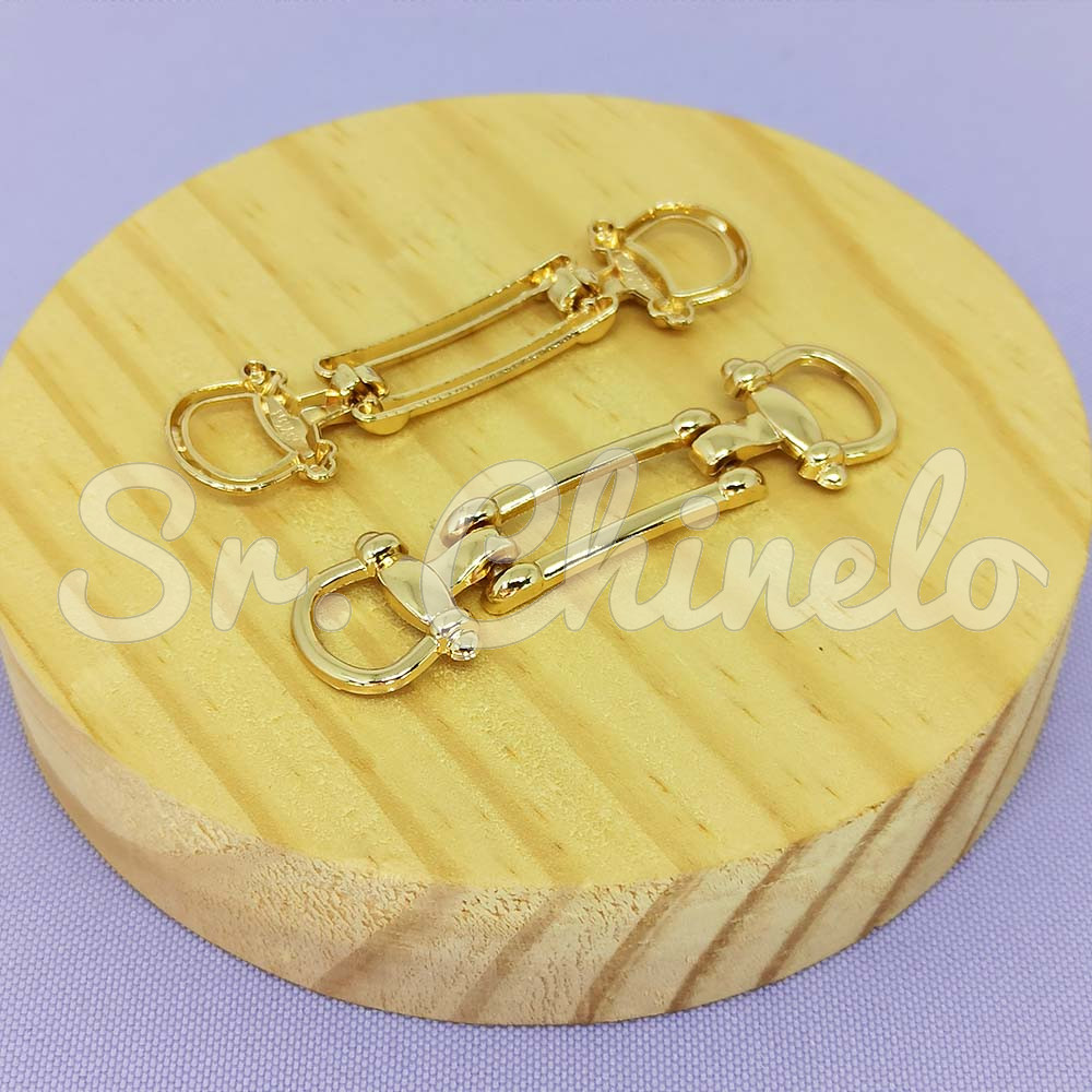 Cabedal Fivela Maraisa, Passante, Ouro/Cristal