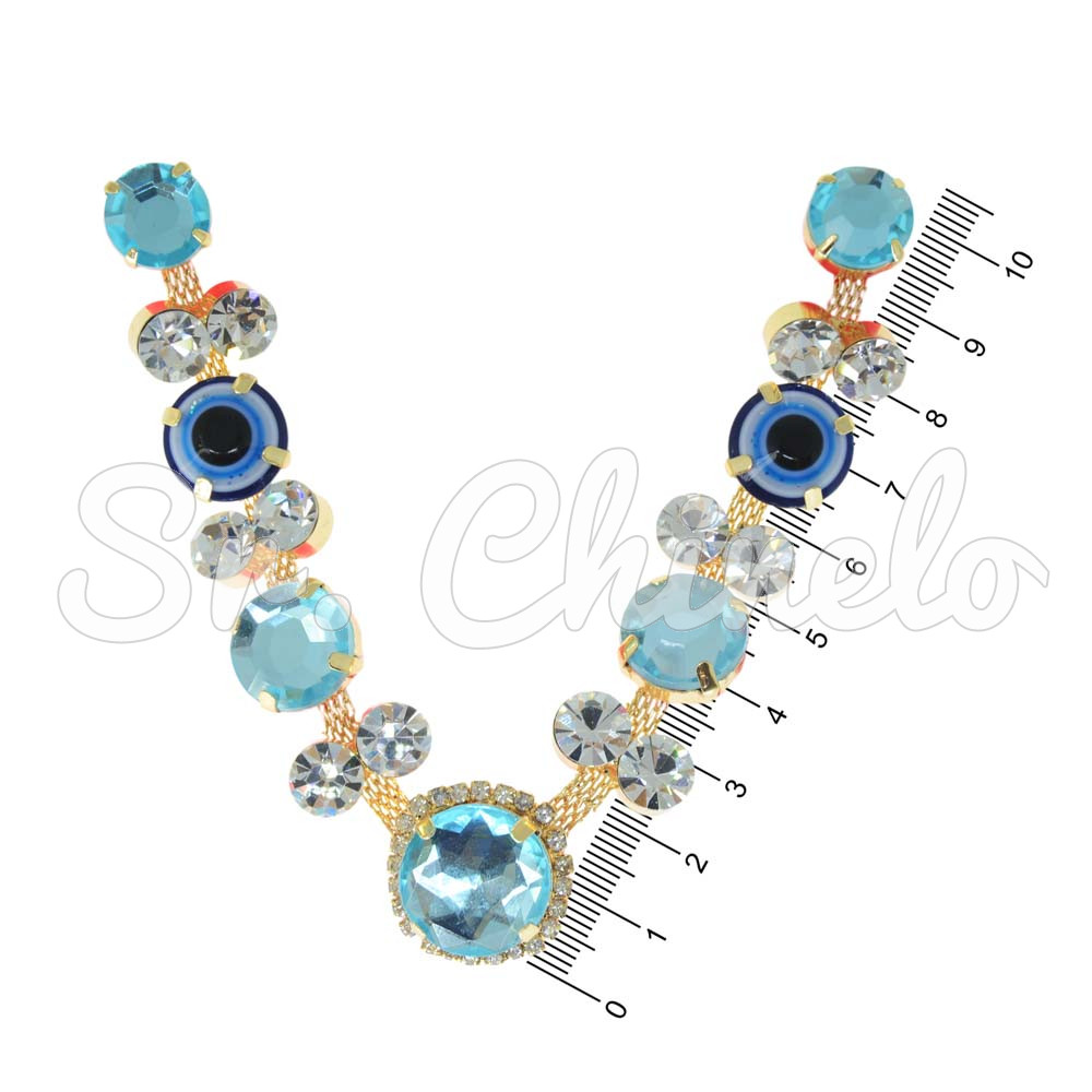 Cabedal Nice, Banhado, Olho Grego, Azul Tiffany