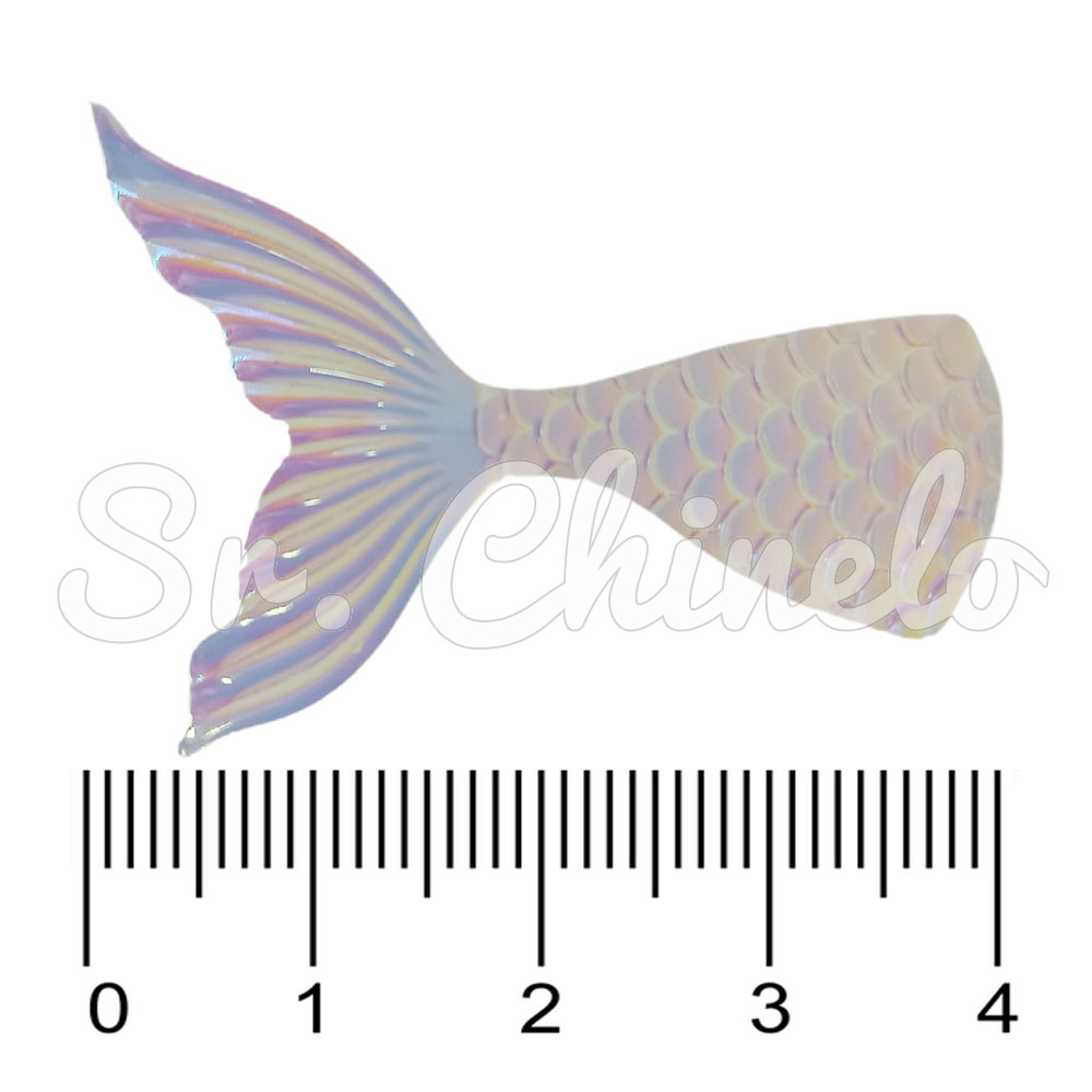 Aplique, Cauda de Sereia, Resina, Transparente Furtacor