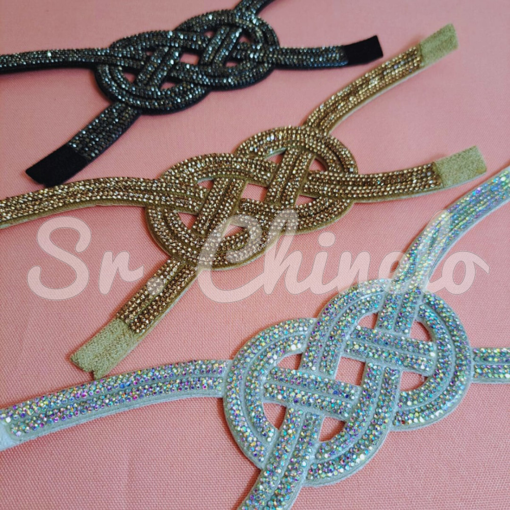 Cabedal Karina, Tecido com Strass, Pronto para Aplicação em Solas, Preto/Grafite