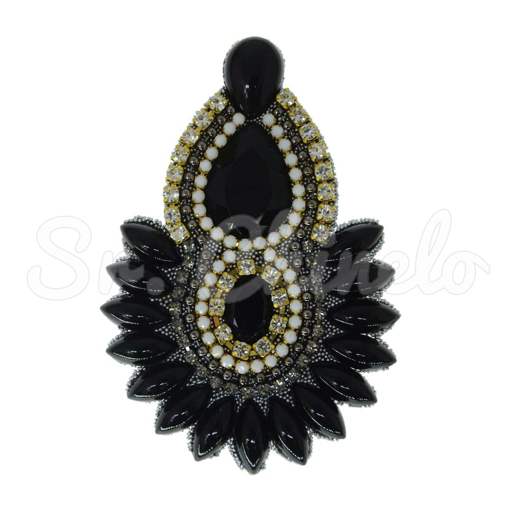 Cabedal Thaynara, Tecido, Cocar, Preto