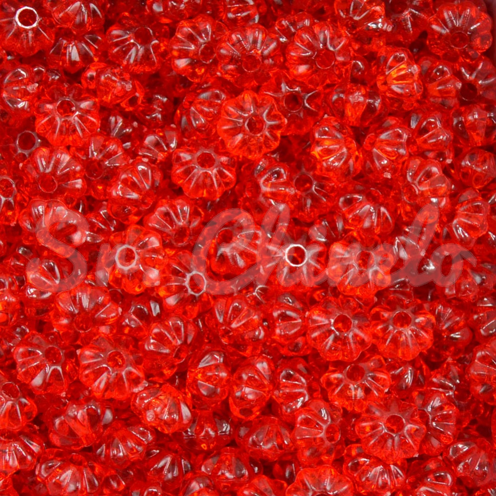 Pitanga de Acrílico, 08mm, Vermelho Transparente