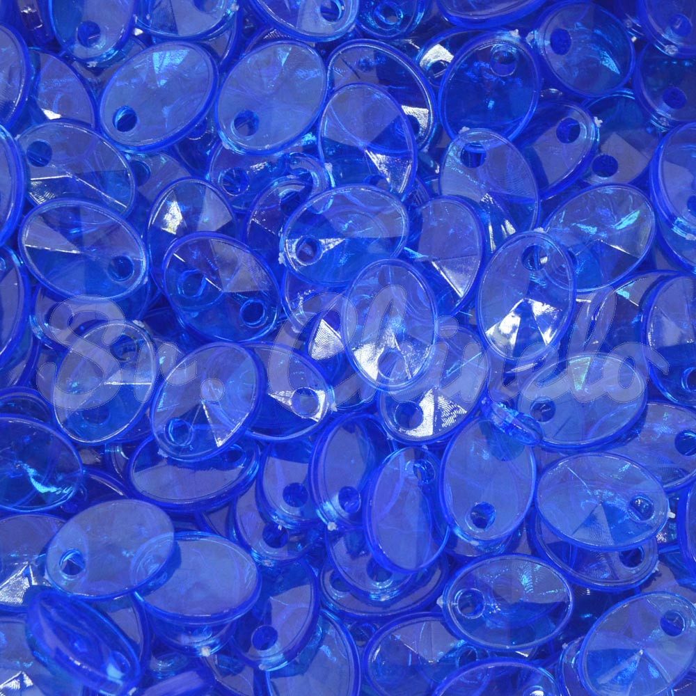 Mini Lentilha de Acrílico, 08mm, Azul Bic Transparente