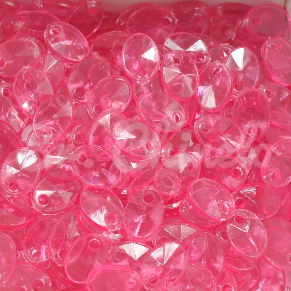 Mini Lentilha de Acrílico, 08mm, Rosa Framboesa Transparente