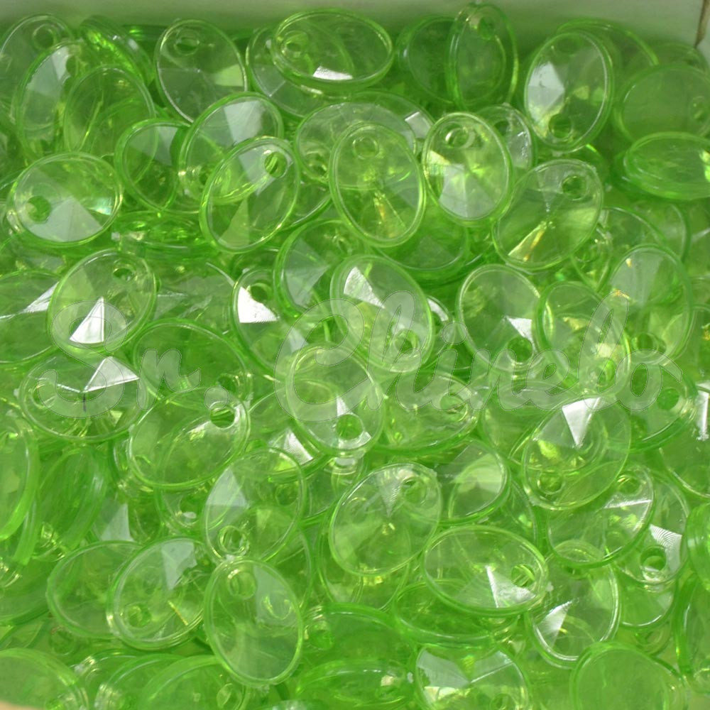 Mini Lentilha de Acrílico, 08mm, Verde Transparente