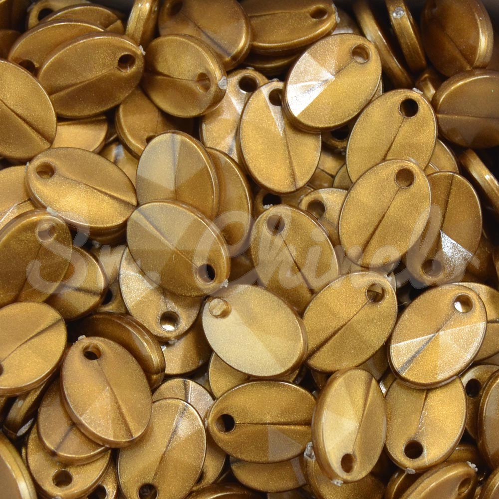 Lentilha de Acrílico, 12mm, Marrom Dourado