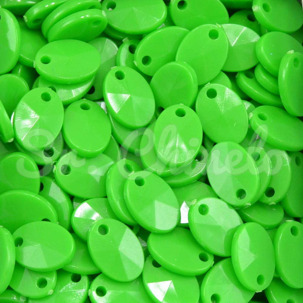 Lentilha de Acrílico, 12mm, Verde Neon