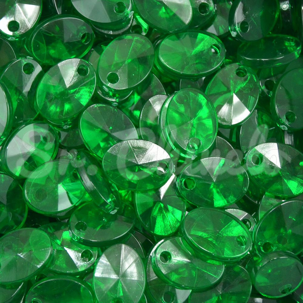 Lentilha de Acrílico, 12mm, Verde Folha Transparente