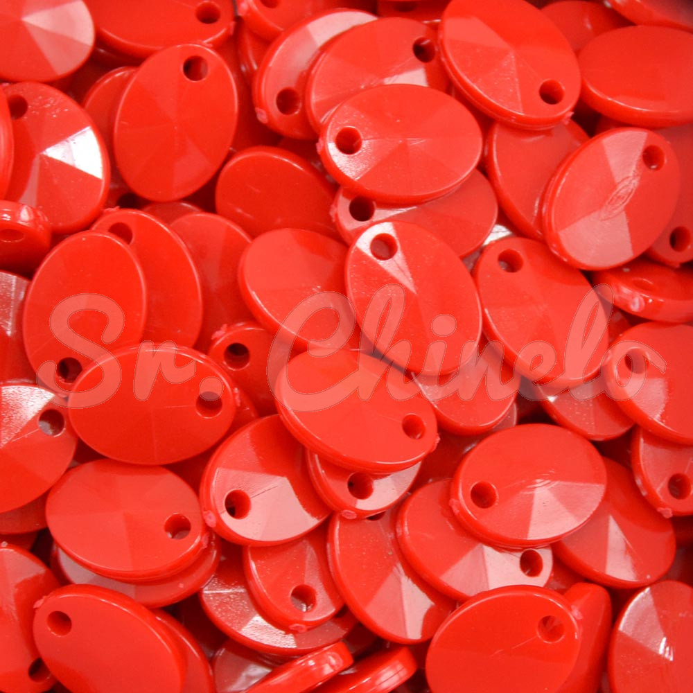 Lentilha de Acrílico, 12mm, Vermelho