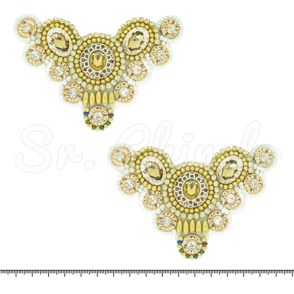 Cabedal Tigre, Tecido, Branco/Dourado