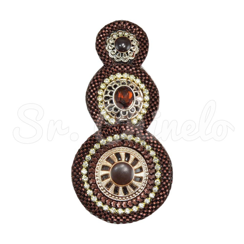 Cabedal Isabela, Tecido, Mandala, Marrom