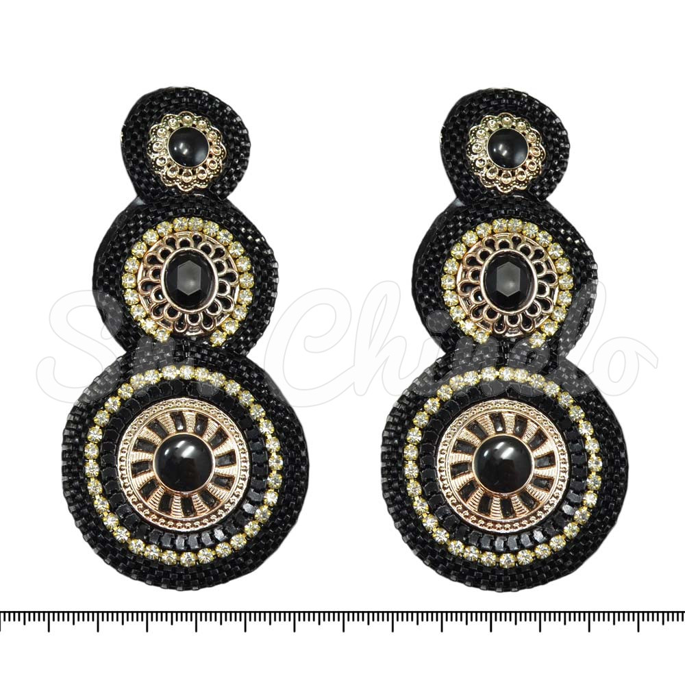 Cabedal Isabela, Tecido, Mandala, Preto