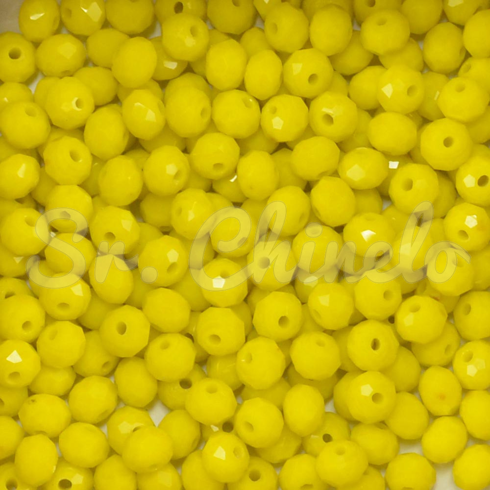 Cristal de Vidro, Rondel, 06mm, Amarelo