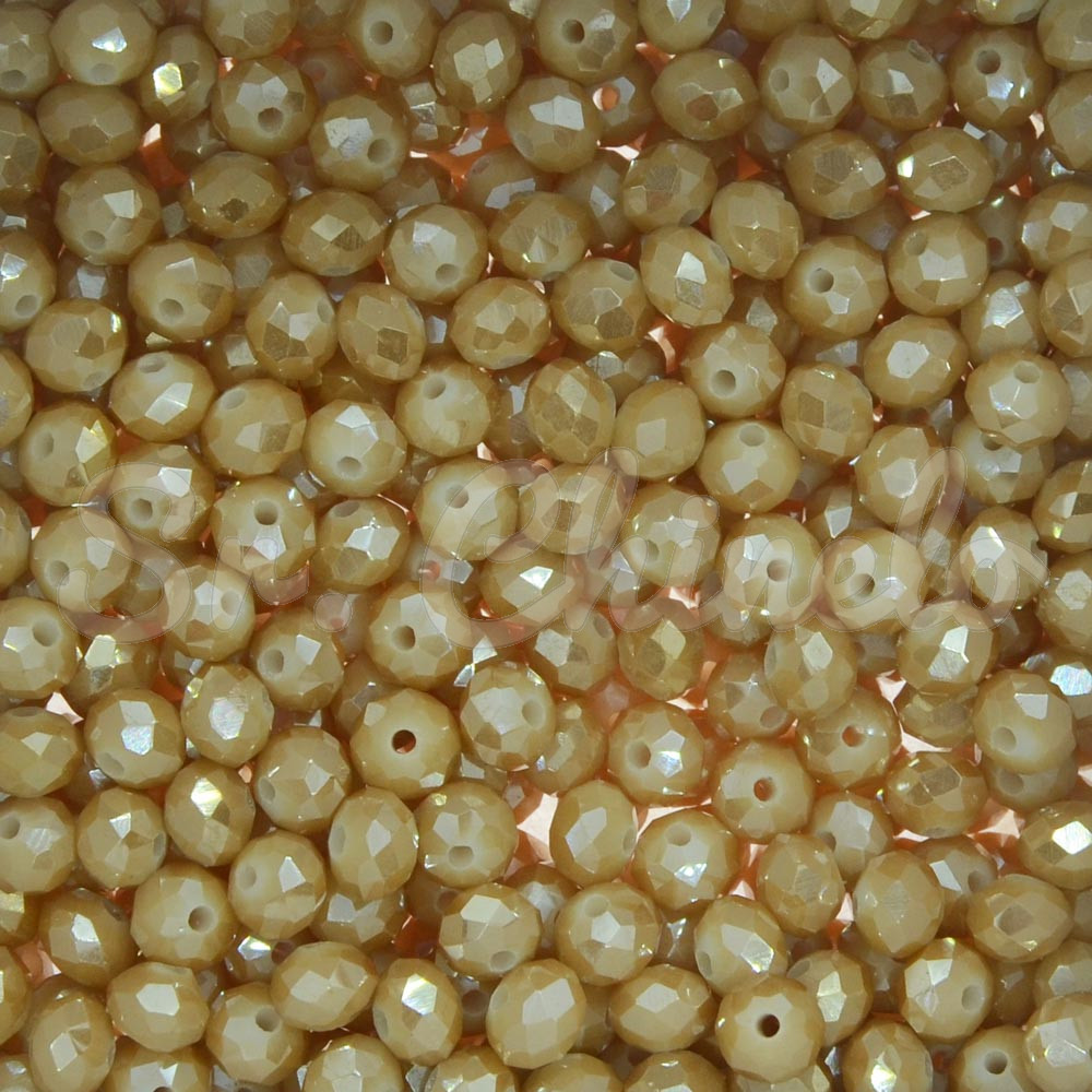 Cristal de Vidro, Rondel, 06mm, Doce de Leite