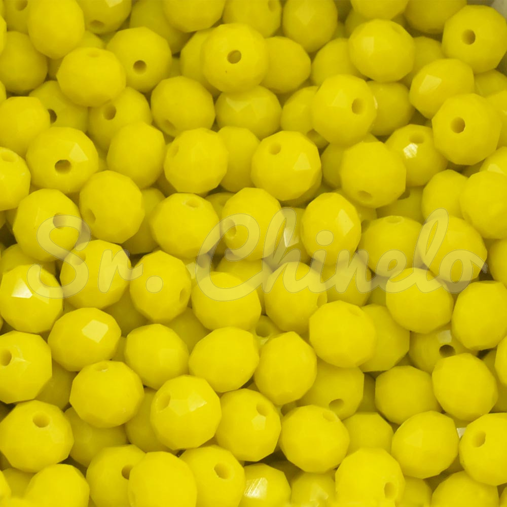 Cristal de Vidro, Rondel, 08mm, Amarelo
