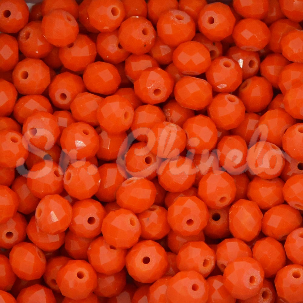 Cristal de Vidro, Rondel, 08mm, Laranja