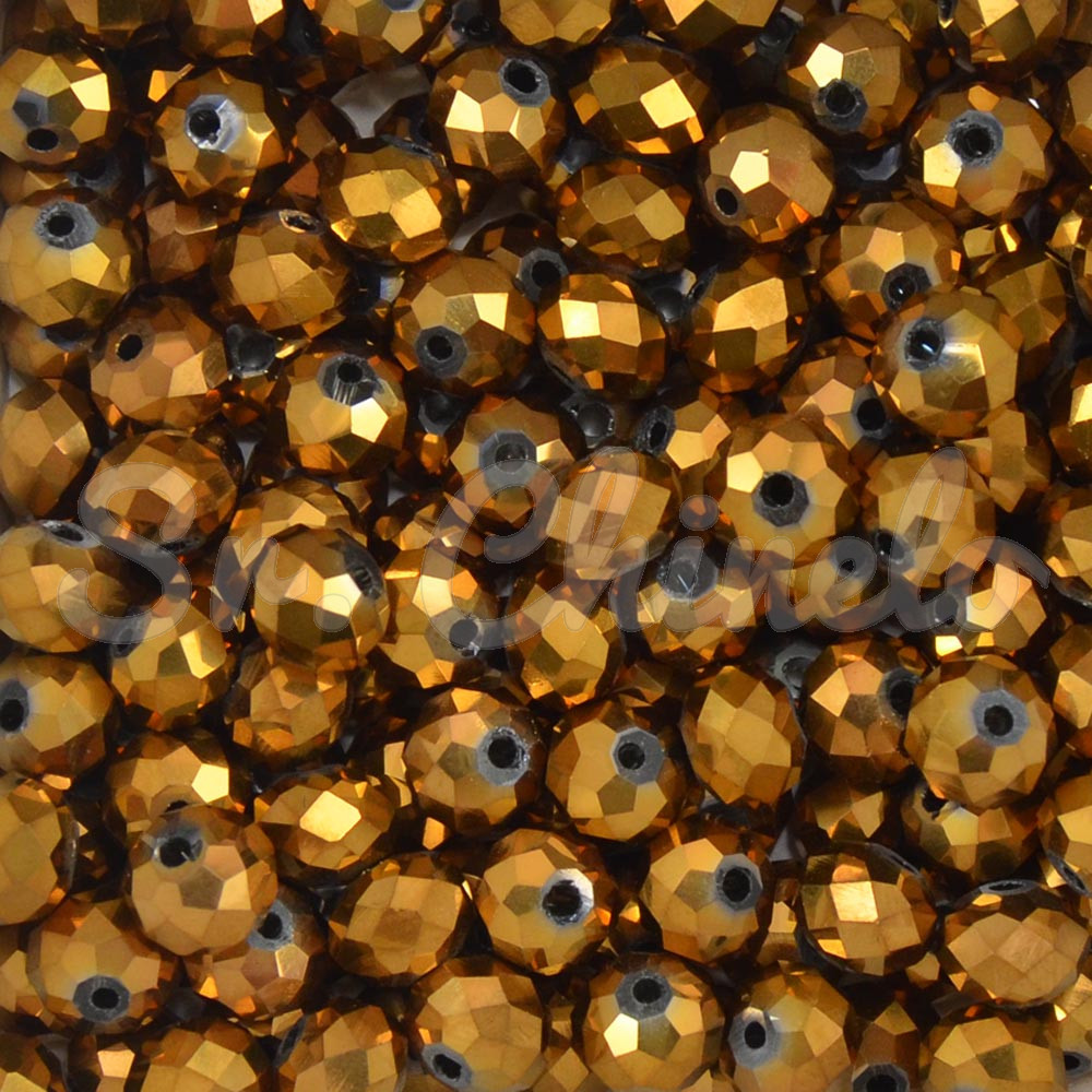 Cristal de Vidro, Rondel, 08mm, Marrom