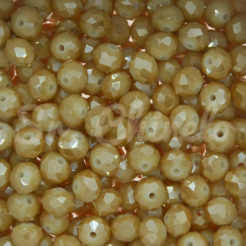 Cristal de Vidro, Rondel, 08mm, Doce de Leite