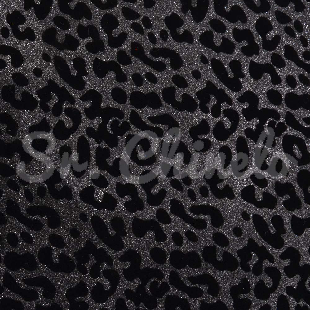 Lonita Glitter Fino Flocado, Onça, Preto