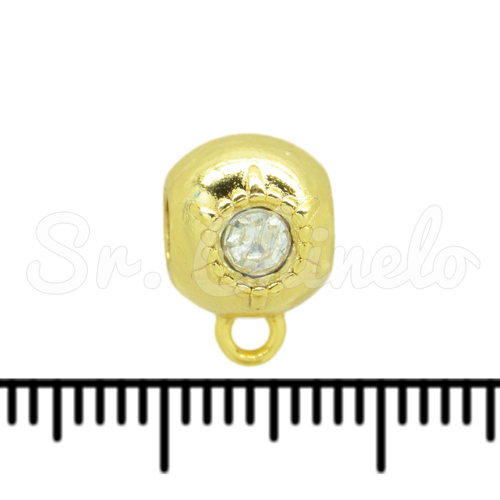 Passante com Argola, Ponto de Luz, Ouro, Cristal