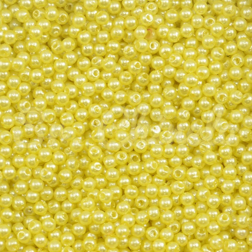 Pérola ABS, 03mm, Amarelo