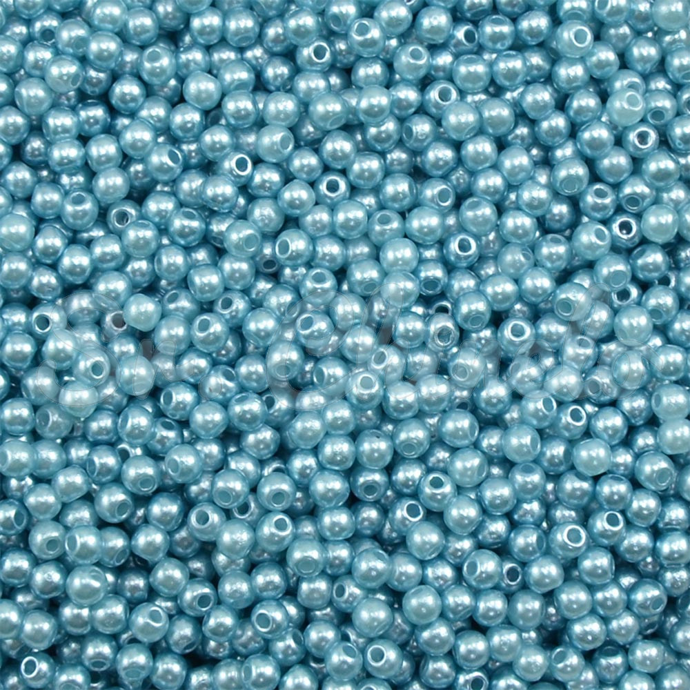 Pérola ABS, 03mm, Azul Acinzentado