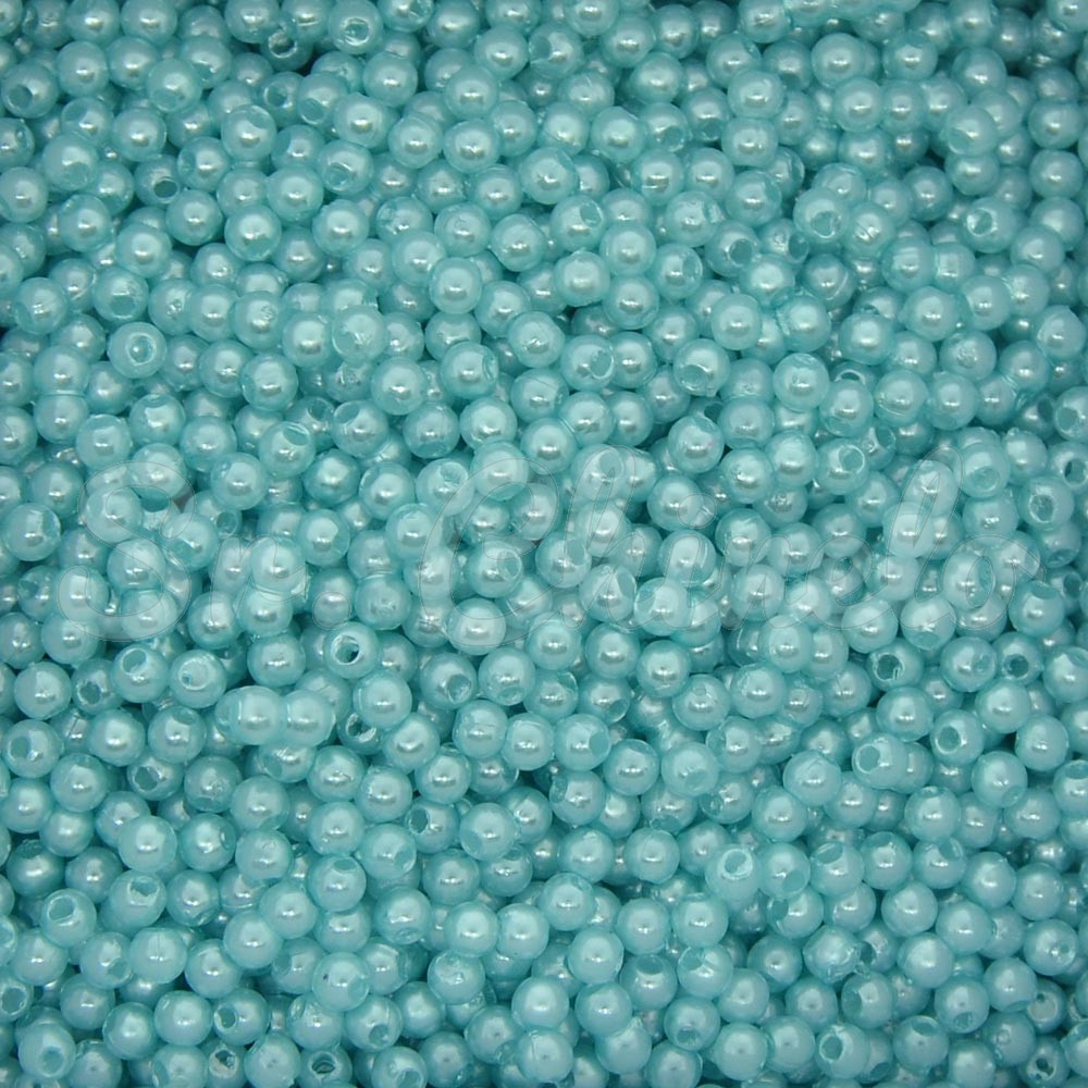 Pérola ABS, 03mm, Azul Tiffany