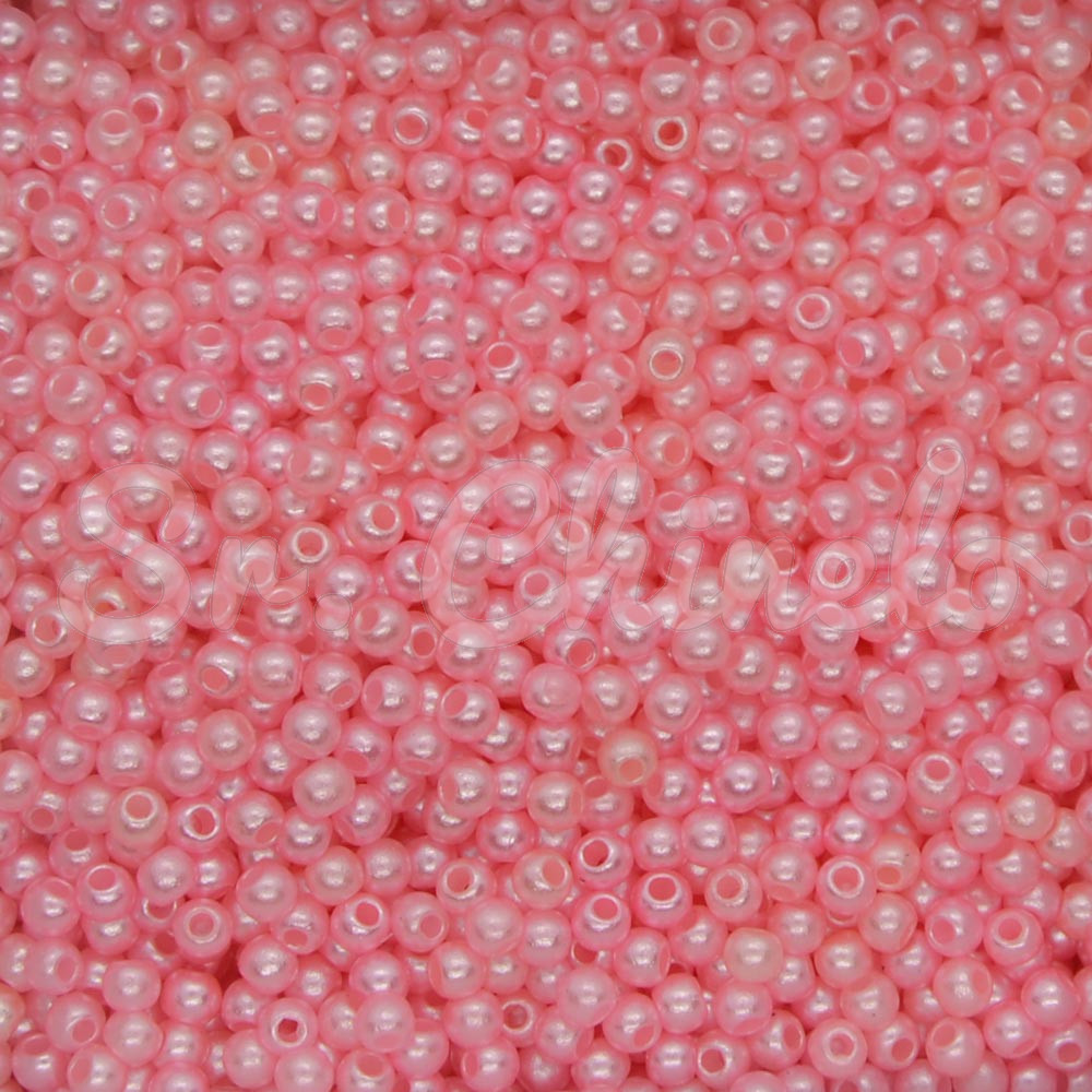 Pérola ABS, 03mm, Rosa Claro