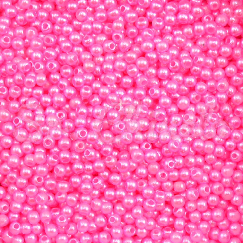 Pérola ABS, 03mm, Rosa Choque