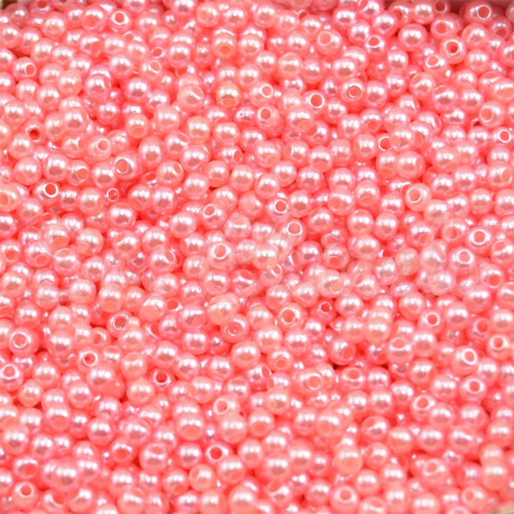 Pérola ABS, 03mm, Rosa Salmão