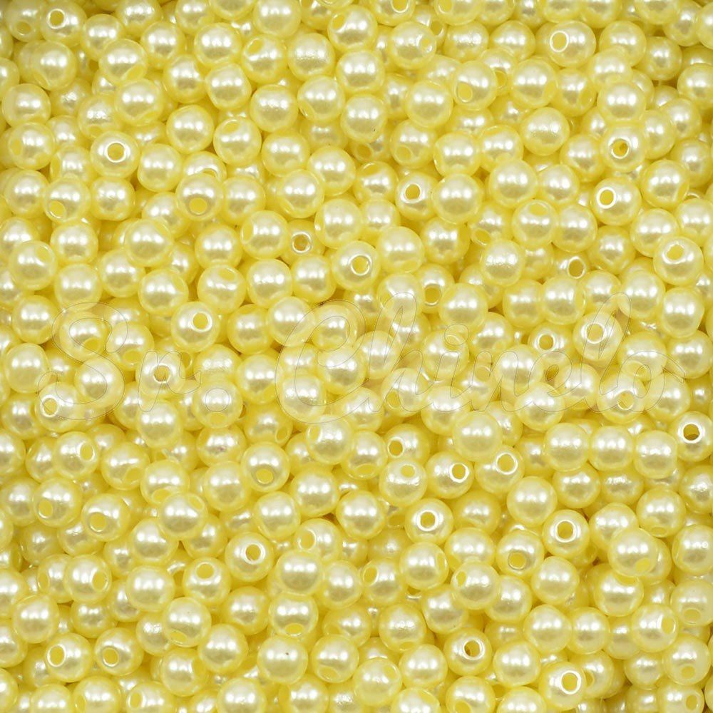 Pérola ABS, 04mm, Amarelo