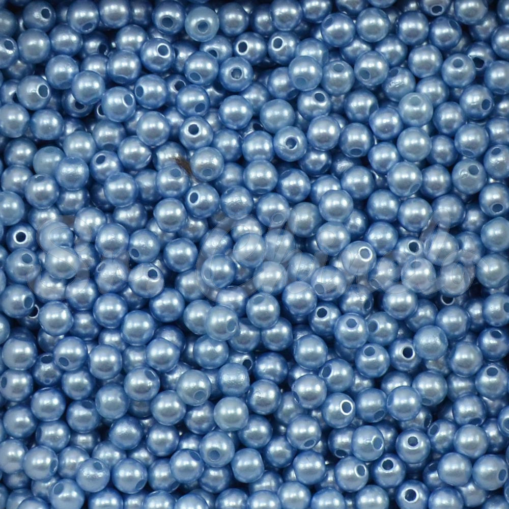 Pérola ABS, 04mm, Azul Acinzentado 