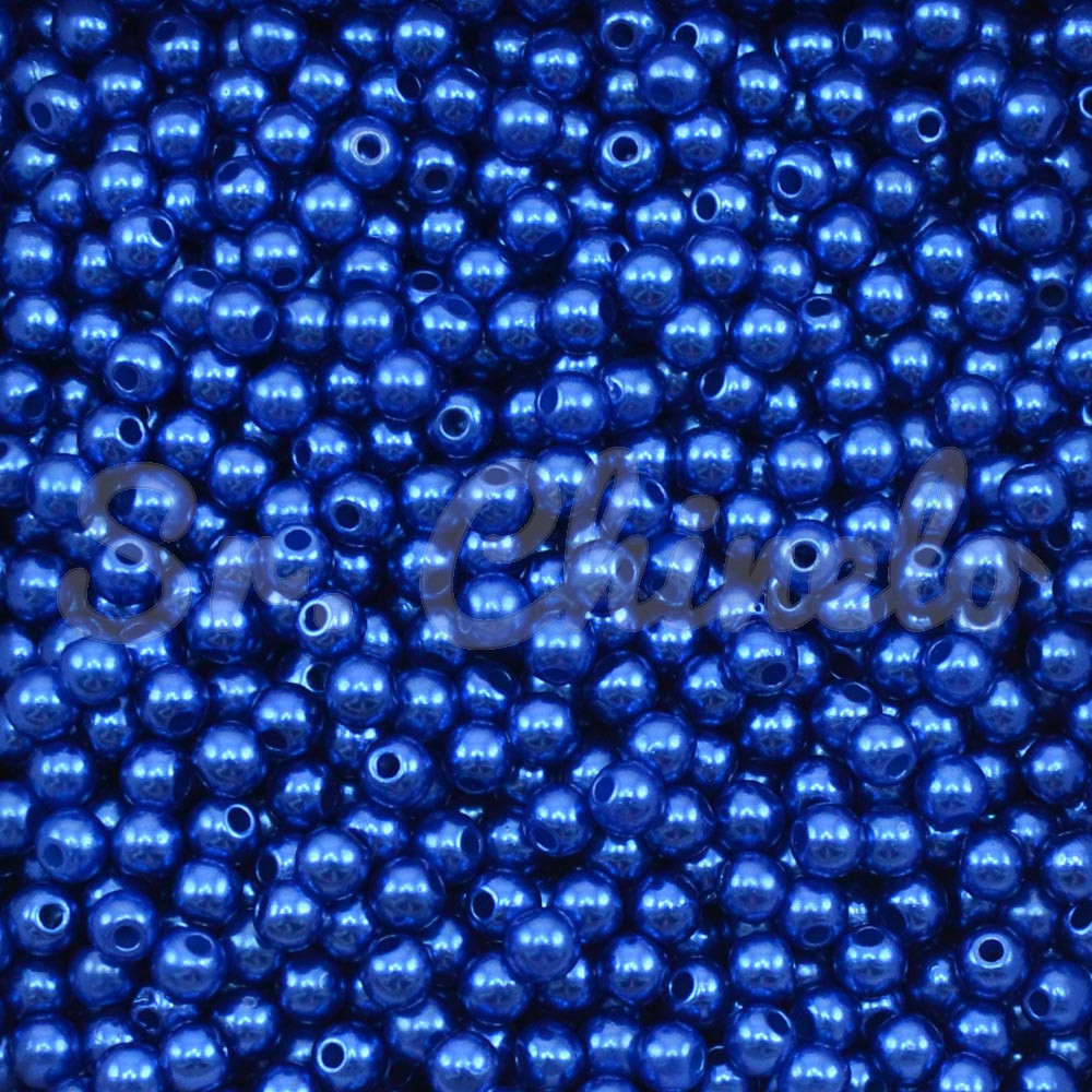 Pérola ABS, 04mm, Azul Royal 