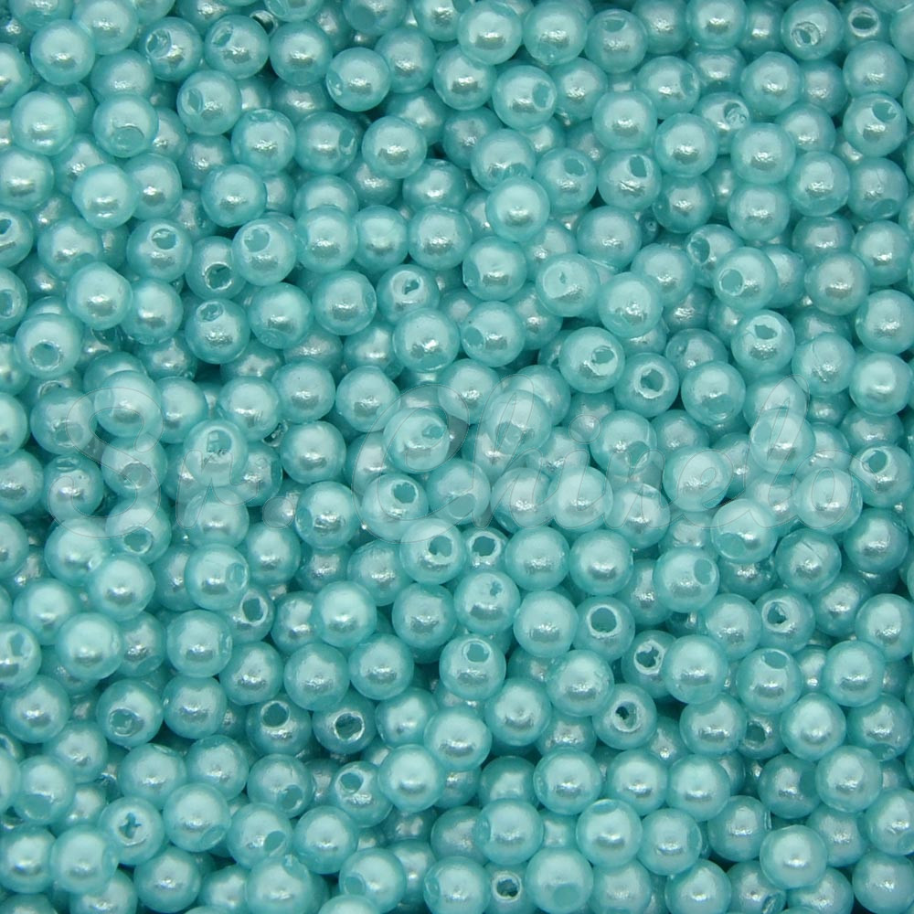 Pérola ABS, 04mm, Azul Tiffany