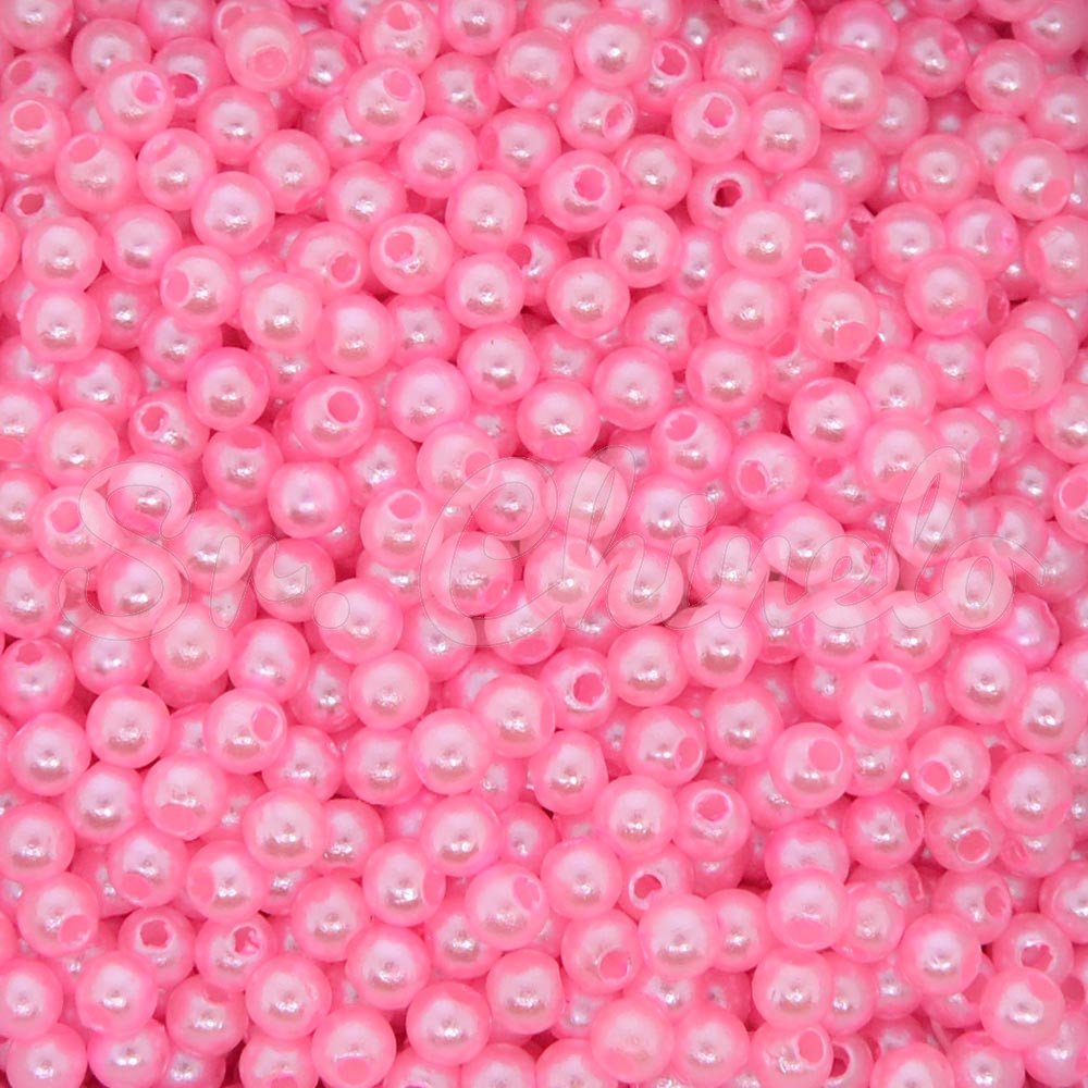 Pérola ABS, 04mm, Rosa Claro