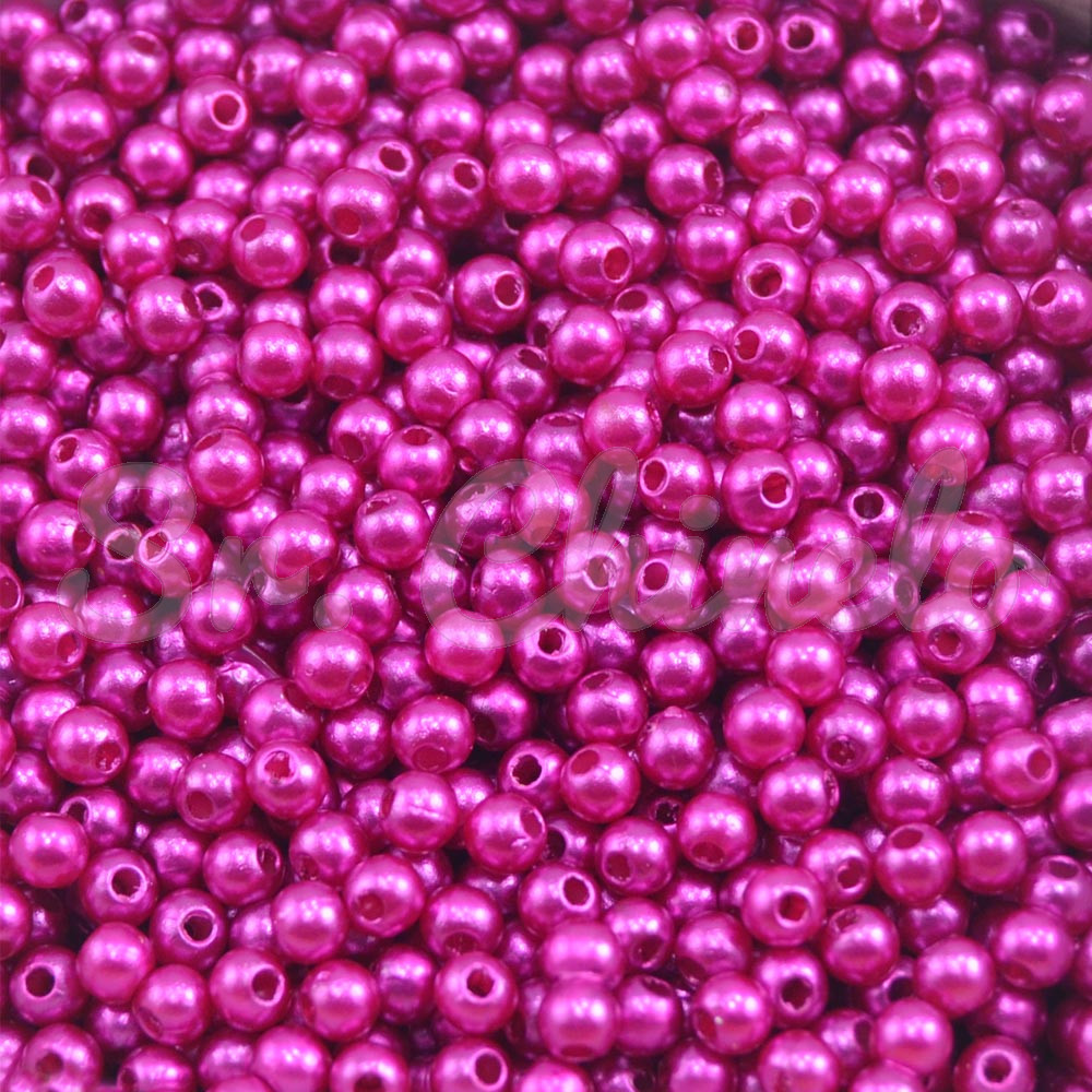 Pérola ABS, 04mm, Rosa Pink