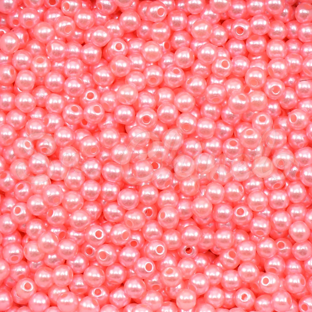 Pérola ABS, 04mm, Rosa Salmão