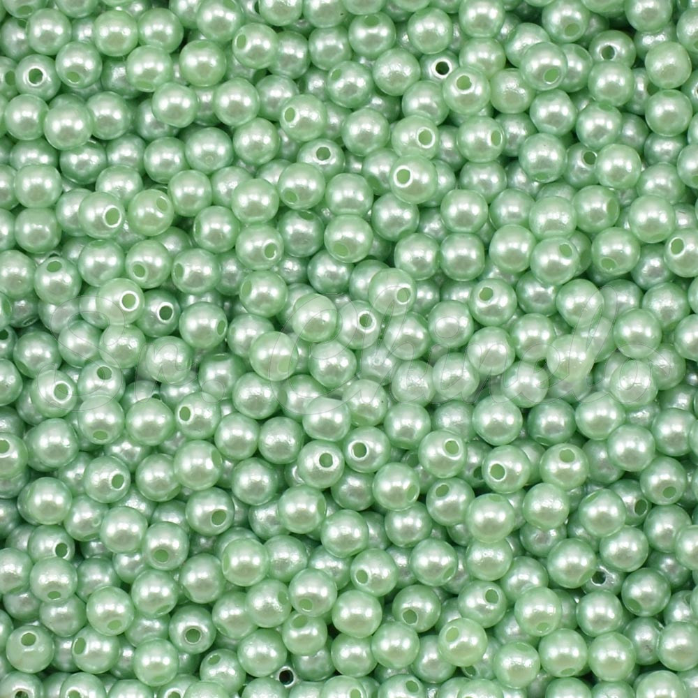 Pérola ABS, 04mm, Verde Pastel