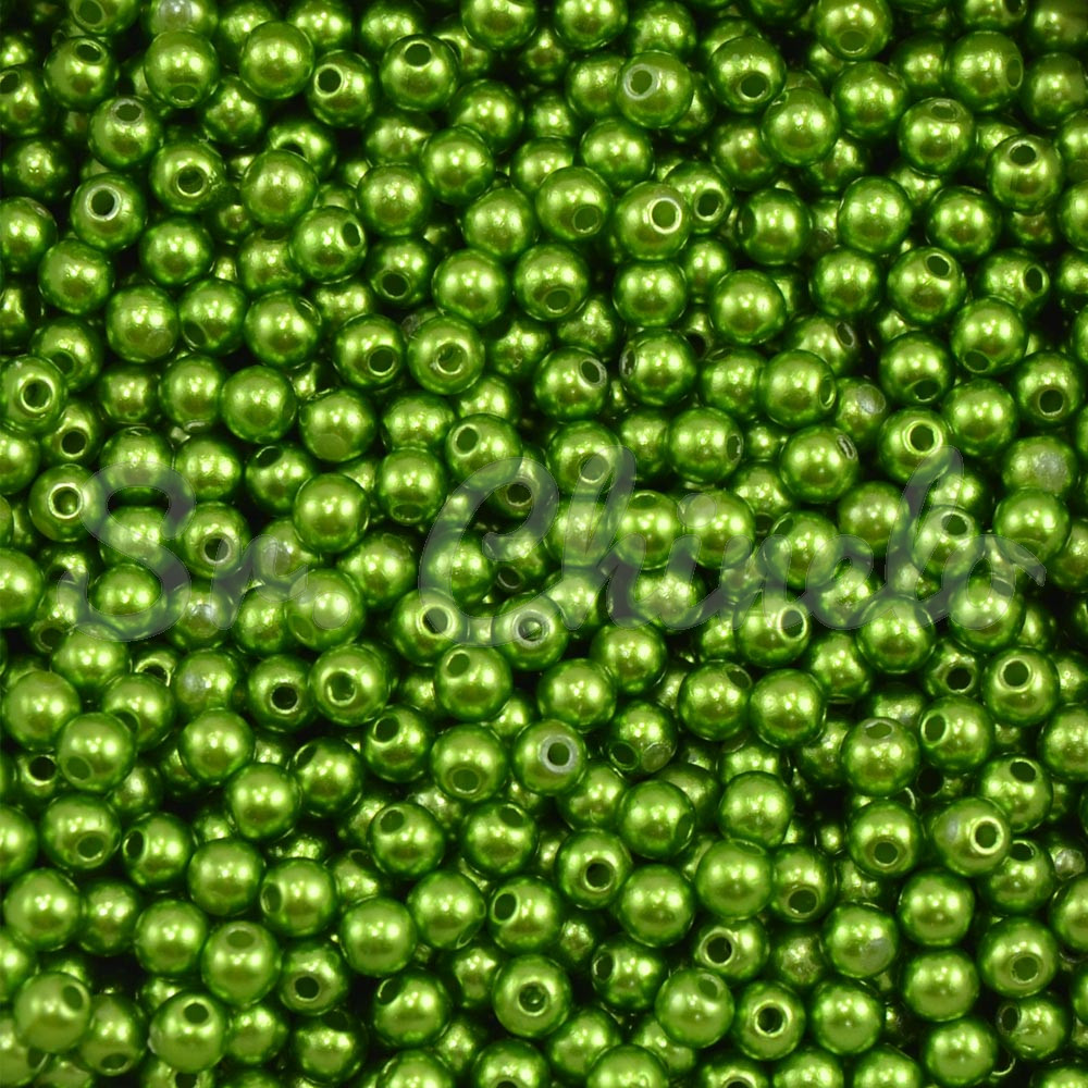 Pérola ABS, 04mm, Verde Musgo