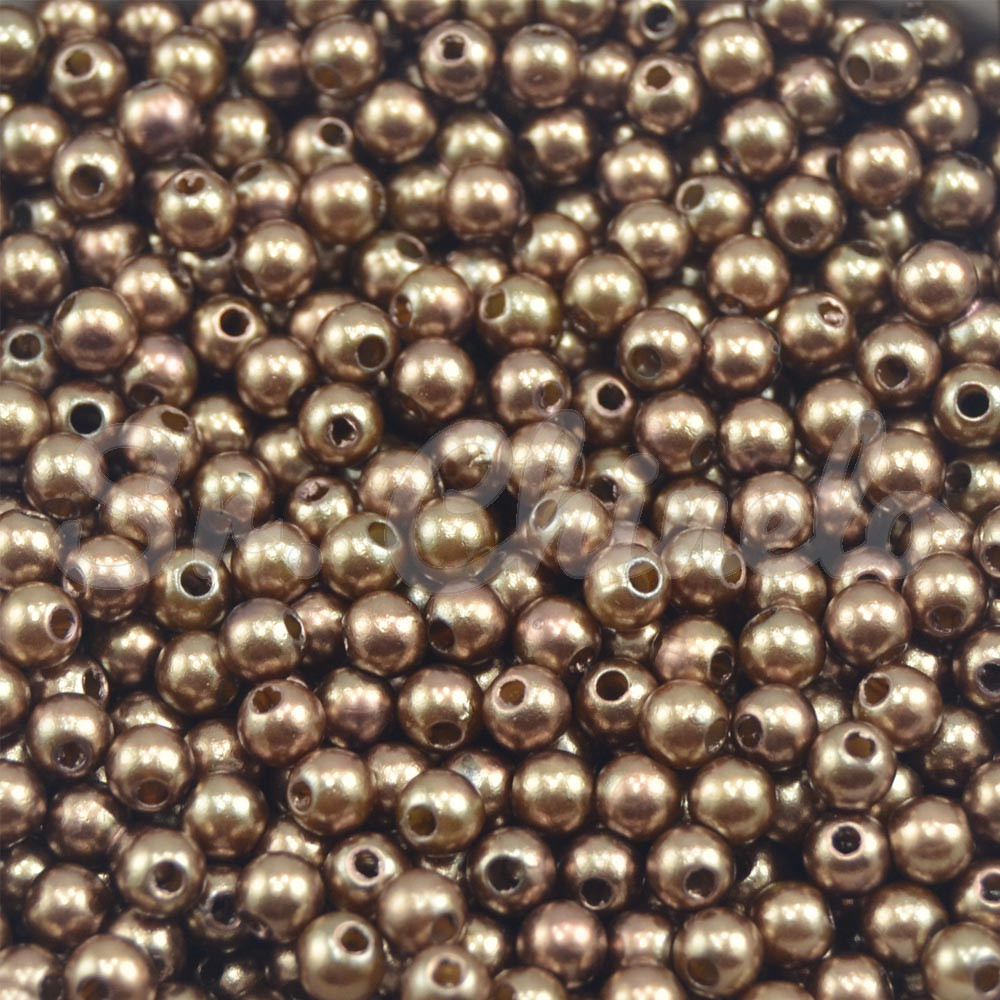 Pérola ABS, 05mm, Marrom Escuro