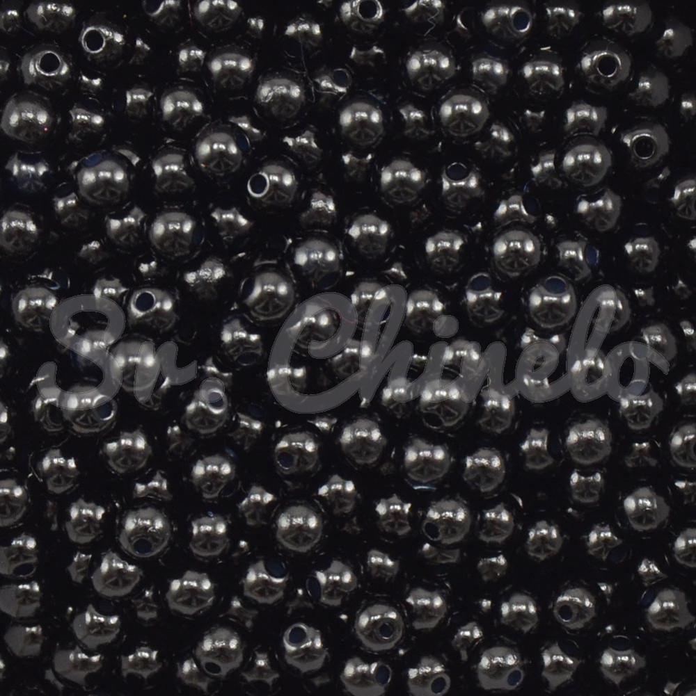 Pérola ABS, 05mm, Preto