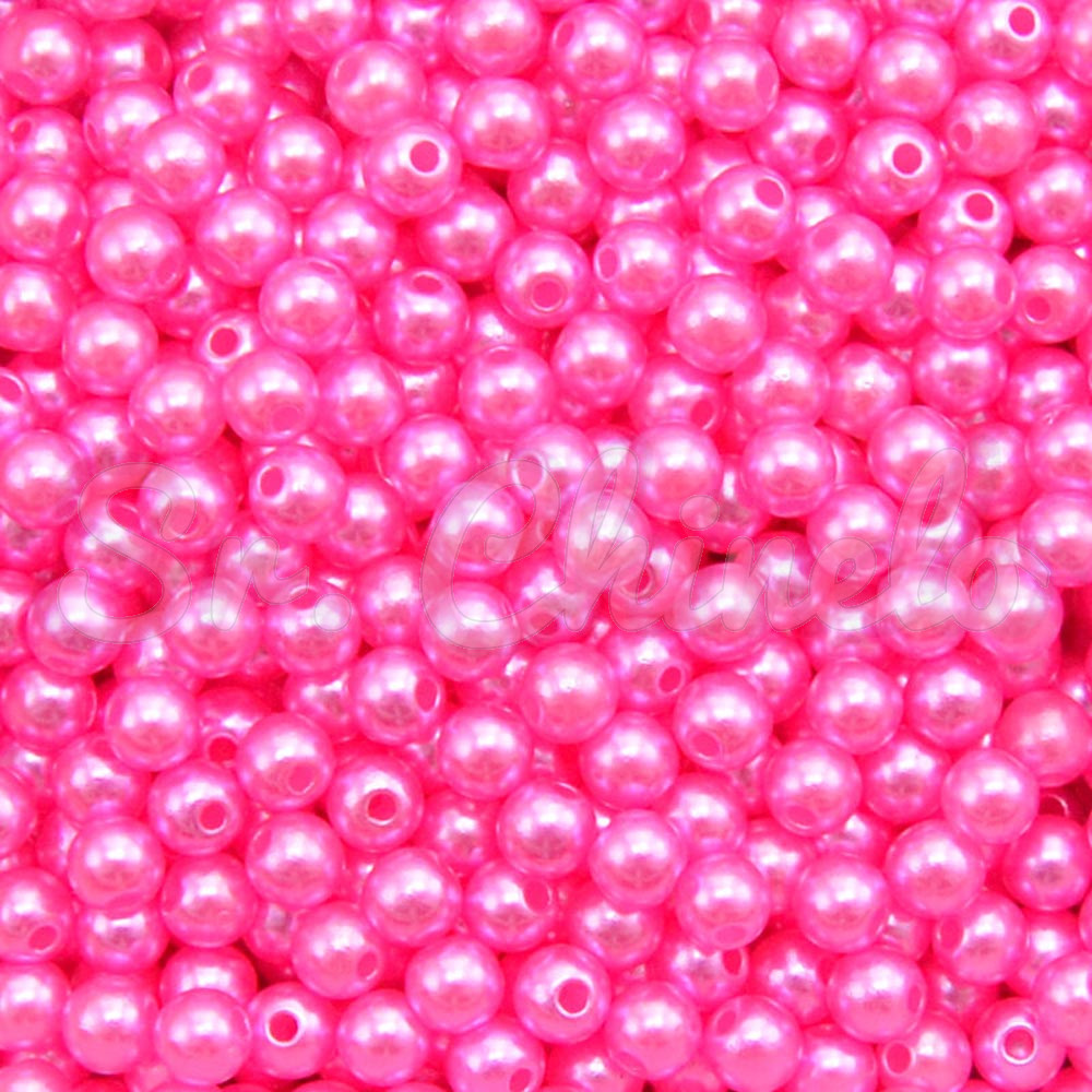 Pérola ABS, 05mm, Rosa Choque