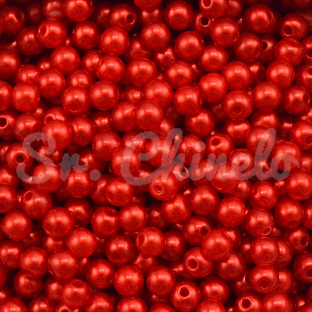 Pérola ABS, 05mm, Vermelho