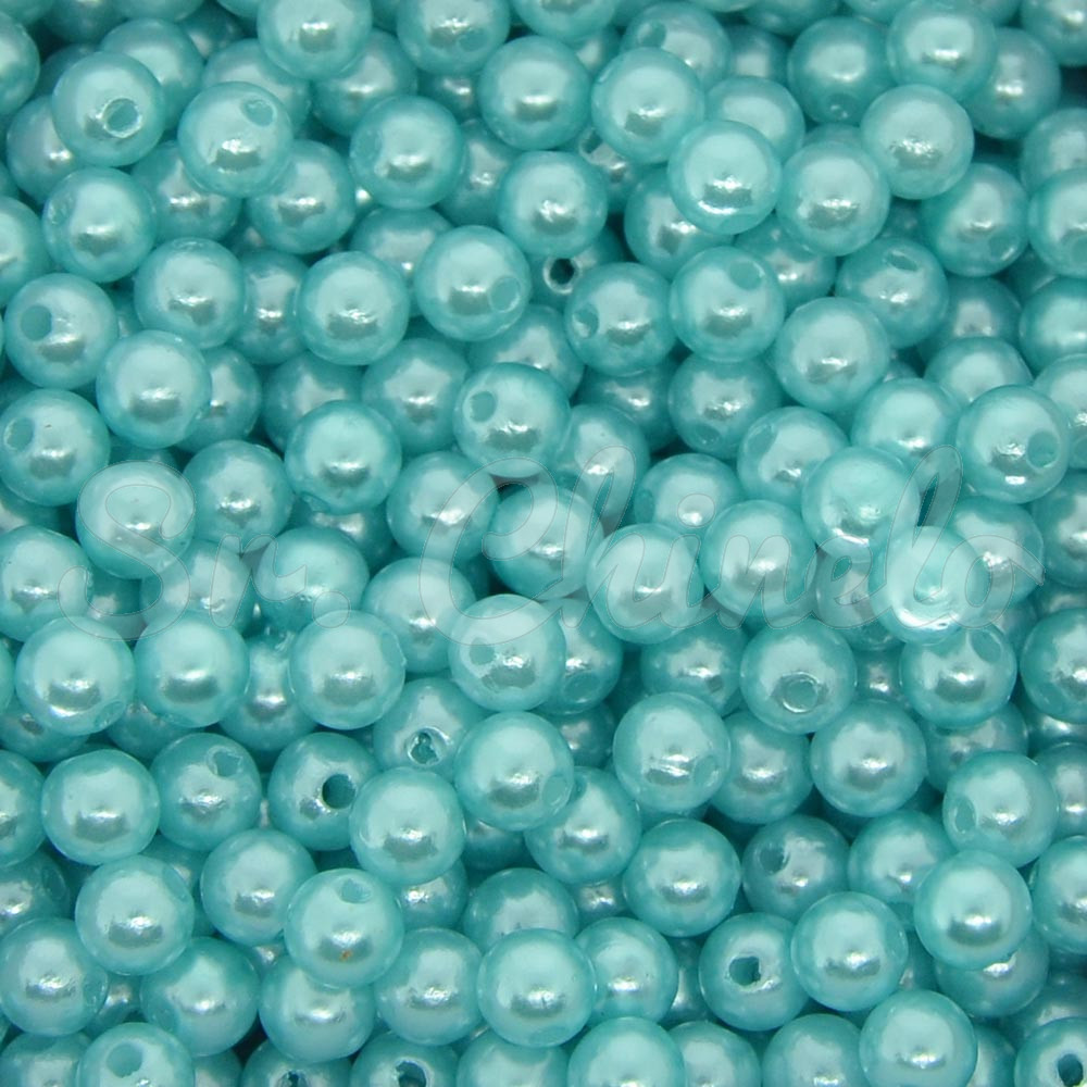 Pérola ABS, 06mm, Azul Tiffany