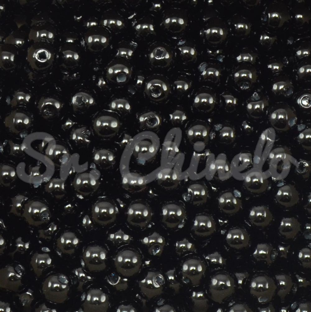 Pérola ABS, 06mm, Preto