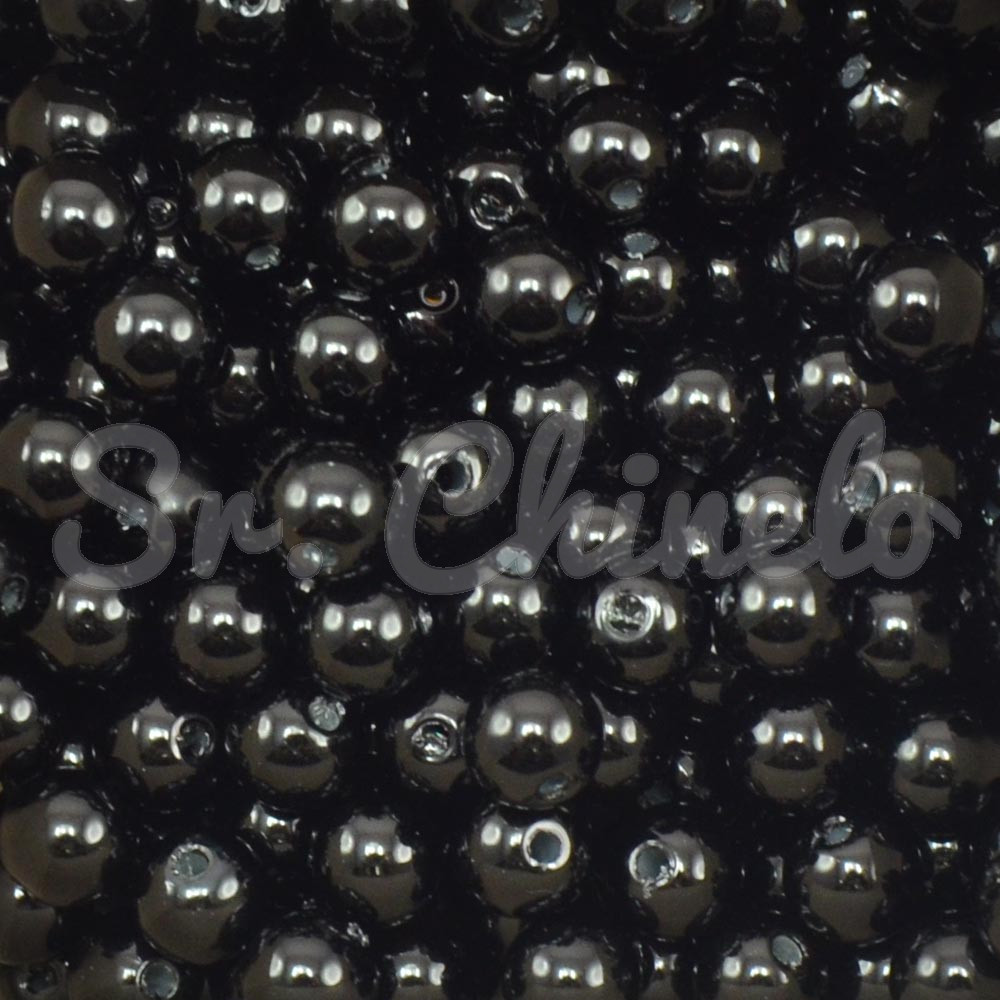 Pérola ABS, 08mm, Preto