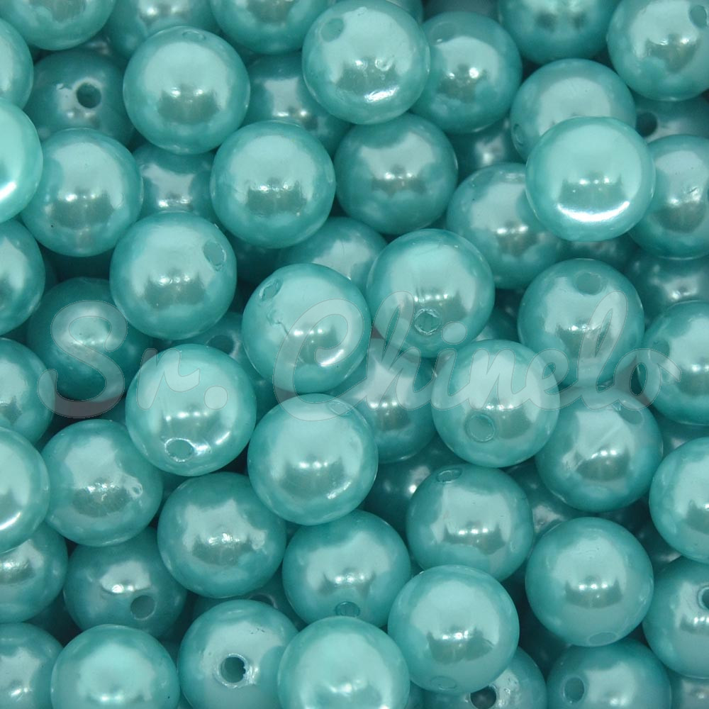 Pérola ABS, 10mm, Azul Tiffany
