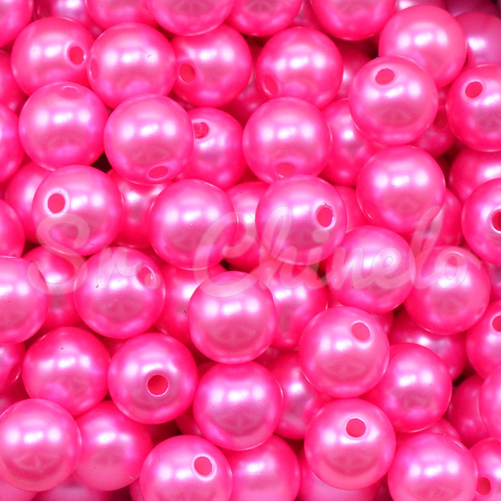 Pérola ABS, 10mm, Rosa Choque