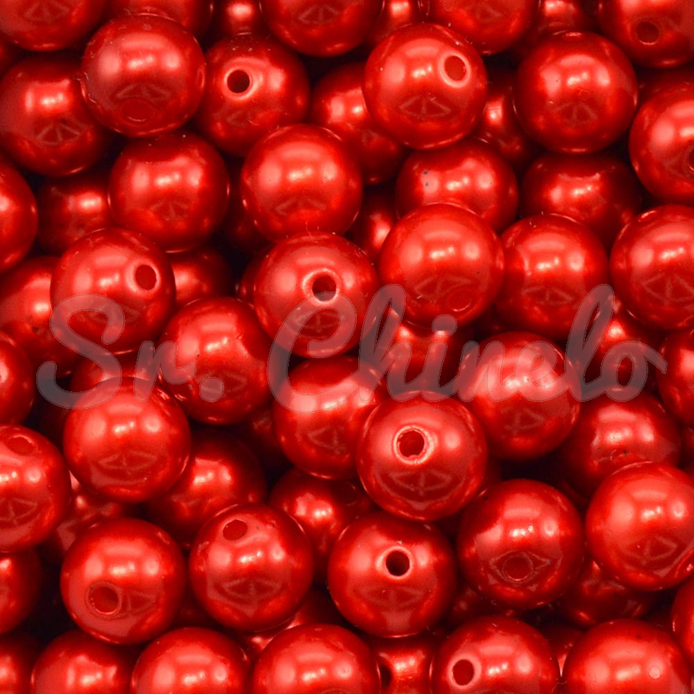 Pérola ABS, 10mm, Vermelho